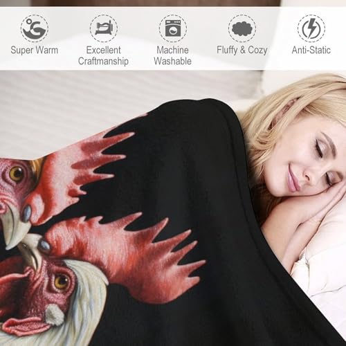 Couverture coq haut de gamme en flannel douce, jeté de lit robuste de 140x180cm - 4