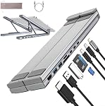 8-in-1 USB C Laptop Docking Station Stand, USB C Hub with 4K HDMI, 2 USB 3.0, PD 100W, Multiport Adapter Computer Cooling Stand, Portable Docking Station for MacBook/Air/Dell/Hp/Surface/Lenovo