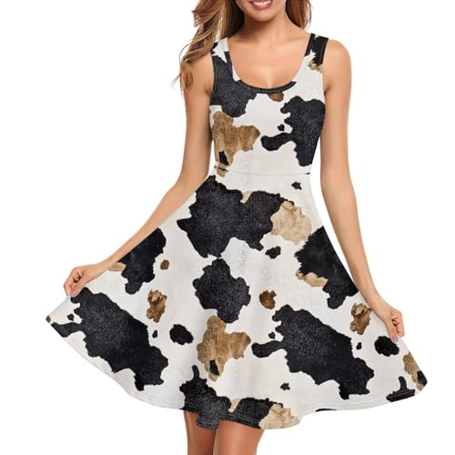 Image of Women's Casual Loose Sundress Midi Sleeveless Crewneck Dress Summer Beach Tank Dress with Pockets