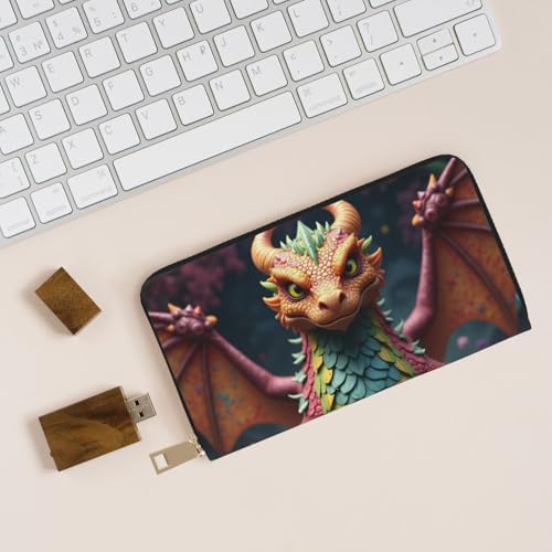 Wallet Women - Cute Colorful Dragon Print Leather Wallet for Women with Zipper, Cute Bifold Long Ladies Wallets4