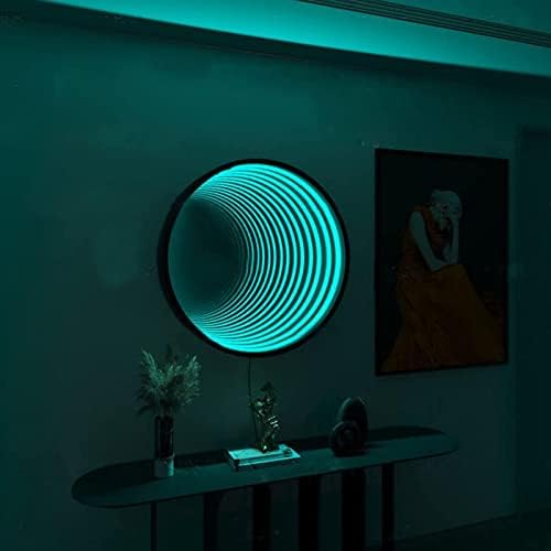 Futuristic RGB LED Tunnel Mirror Light - Cool Gaming Desk Lamp, Unique Hexagonal Ambient Night Lighting, Colorful Mood Changing Decor for Modern Home & Office (Medium - 50cm)