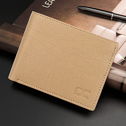 Image of Dezire Crafts Men Formal, Casual Black Artificial Leather Wallet (6 Card Slots) (Beige)