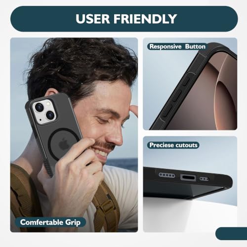 Image of V-TAN Back Cover Compatible with iPhone 15 Plus 5g | TPU | Frosted Matte Finish Magnetic Case | Camera Protective Slim Shockproof Case Supports Wireless Charging - Black