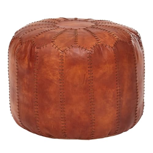 FineBuy Sitzhocker Echtleder Braun 52 x 40 x 52 cm Ottomane Wohnzimmer, Design Pouf Hocker Orientalisch, Polsterhocker Orient Beinablage Sofa