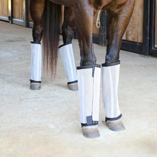 Image of Jeffers Romper Stomper Fly Boots for Horses - Grey, Large - Breathable Mesh Leg Wraps for Insect Protection, Stable Accessories for Summer Turnout, Ride Gear, Horse Hoof & Leg Care - 4 Pack