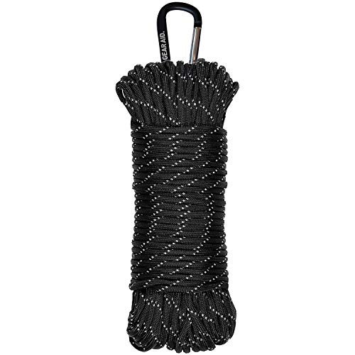GEAR AID 550 Paracord and Carabiner, 7 Strand Utility Cord for Camping and Survival, Black...