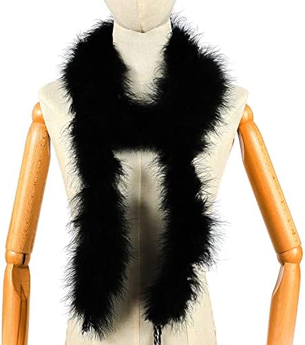 TOBEAUTYPRO Black Marabou Feather Boa 2 Yard, Black Boa for Crafts Wedding Dresses Decoration for Women, Halloween Costume Deocration, Black