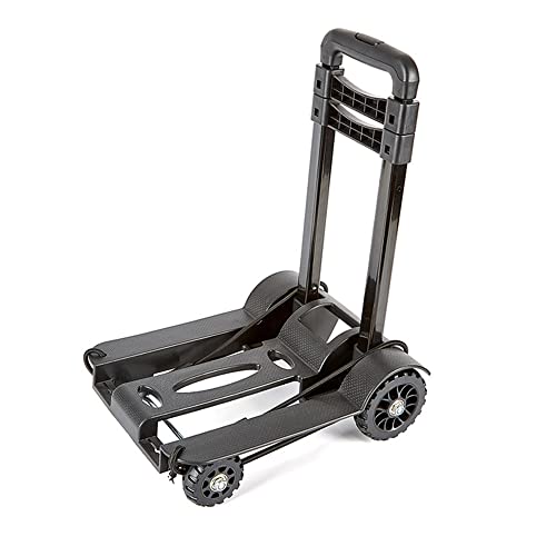Black Lightweight Folding Hand Truck Portable Luggage，Adjustable Height Cart With Foldable Wheels For Travel, Carrying Goods, Easy To Operated And Carry #TOP3