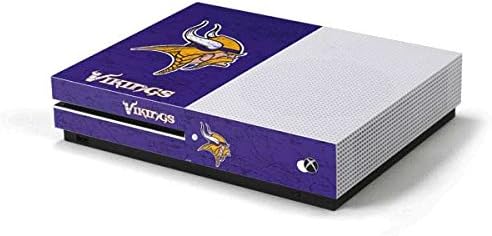 Skinit Decal Gaming Skin Compatible with Xbox One S Console - Officially Licensed NFL Minnesota Vikings Distressed Design