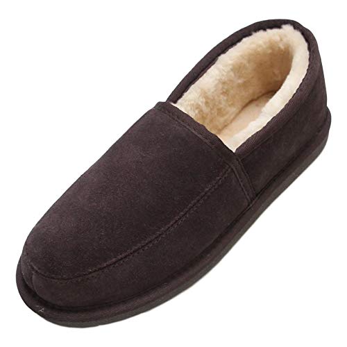 Sheepskin World - Zapatillas de lana de cordero para hombre, color Marrón, talla 42 2/3 EU