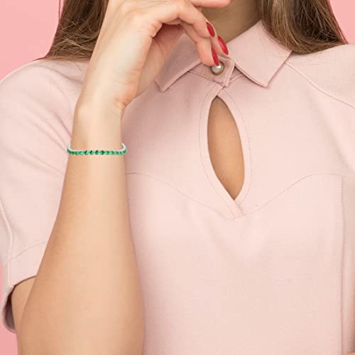 Cranmadia Sterling Silver May Birthstone Emerald Tennis Bracelets For Women Tennis Bolo Bracelet For Women Fashion Jewelry Birthday Gifts For Women Teen Girls Mom Wife Daughter Lady Her #TOP1
