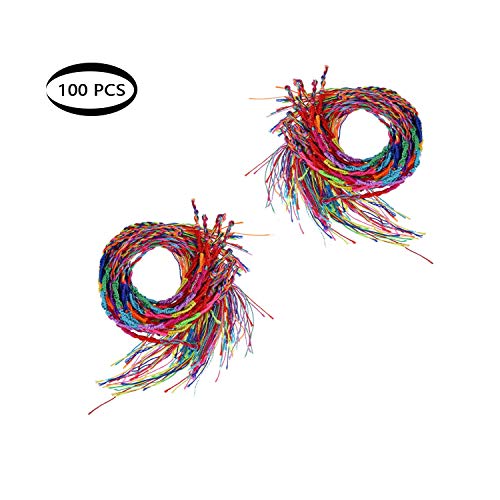 Shuny 100 Piezas Pulseras Trenzadas a Mano,Pulseras Trenzadas Hilo de Amistad Colores Hechas a Mano,Coloridas Pulseras de Amistad Pulsera de Muñeca y Tobillo (Color al Azar)
