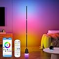 Clownya LED Corner Floor Lamp with App Control, Smart RGB Color Changing, Music Sync, Remote Control, 16 Million Colors,Modern Floor Lamp for Bedroom, Living Room