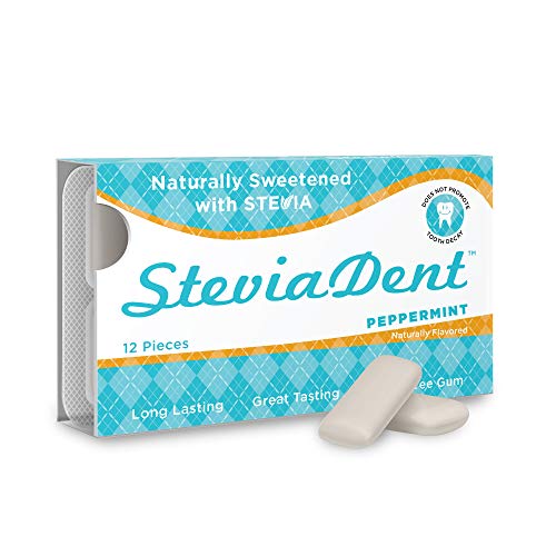 Stevita SteviaDent Sugar-Free Gum - Natural Peppermint Flavor (12 Pack) - 12 pieces - Supports Oral Health - USDA Organic, Non GMO, Vegan, Gluten Free - 144 Servings