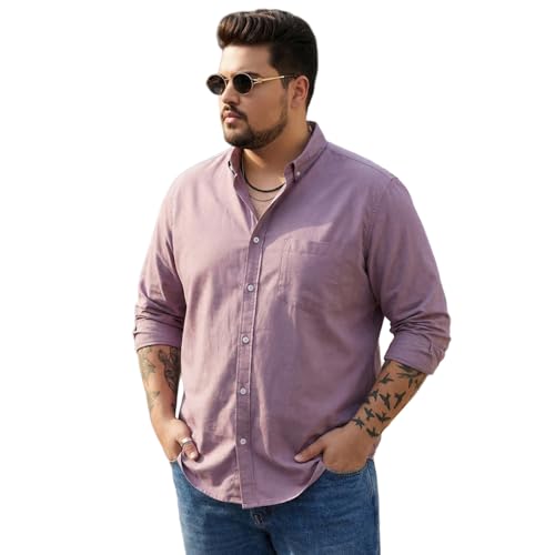 Image of Urbano Plus Men's Cotton Full Sleeve Regular Fit Solid Oxford Shirt with Button-Down Collar