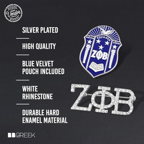 Image of Zeta Phi Beta Sorority Paraphernalia - Official Vendor - Set of 2 Lapel Pins - Enamel and Rhinestone