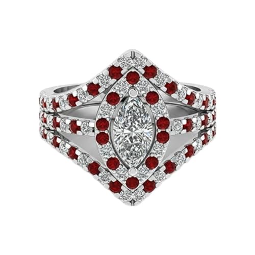 Image of Choose Your Gemstone Royal Empress Ring 925 Sterling Silver Marquise Shape Halo Engagement Rings Ornaments Surprise for Wife Symbol of Love Clarity Comfortable US Size 4 to 12