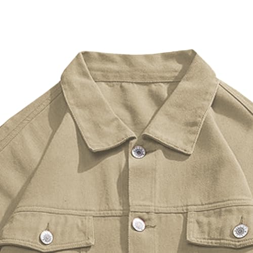Chaqueta vaquera holgada hombre con cuello redondo cómodo 7