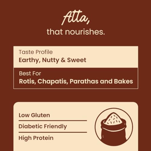 Praakritik Natural Khapli Wheat Atta 3 Kg (Pack of 1) | Emmer Wheat Flour | High Fiber, Low Gluten & Diabetes-Friendly | Ancient Grain | Easy Digestion