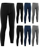 Hicarer 6 Pcs Mens Thermal Underwear Bottom Warm Long Underwear Johns Thermal Pants Base Layers Leggings for Cold Weather(X-Large,Dark Gray, Black Gray, Navy Blue)