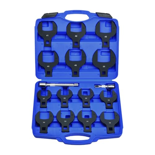 LainKeen 16pcs Jumbo Crowfoot Wrench Set Metric Crows Foot Wrench Set for 27-50mm Flare Nuts for 1/2 Drive Ratchet & Extension Bar Crowfoot Wrenches with Carry Case