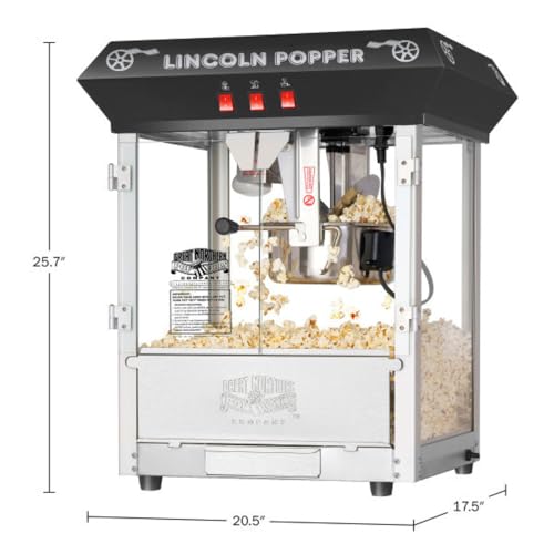 Lincoln Popcorn Machine - 8oz Popper with Stainless-Steel Kettle, Reject Kernel Tray, Warming Light and Accessories by Great Northern Popcorn (Black) by Great Northern Popcorn Company - Image 5
