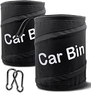Car Bin, 2 PACK Collapsible Car Bin, Universal Traveling Portable Car Garbage Bin Storage, Pop-up Car Bin For Front of Car, Car Boot Bags With 2 Hook Hanging Car Trash Can for Car/SUV/Truck/Minivan