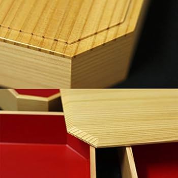 【未使用品】大館工芸社　秋田杉　隅切三段重 重箱 6.5寸 Amazon｜重箱 3段 隅切内朱 6.5寸 秋田杉大館工芸｜重箱