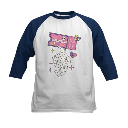 CafePress Anti Valentine Club Coupon Baseball Jersey Kids Cotton Baseball Jersey, 3/4 Raglan Sleeve Shirt Navy/White
