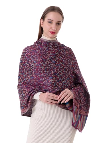 Image of EH Pashmina Stole, Reversible Jamawar weave in beautiful paisley & floral, very soft MODAL fabric, all season Stole, Scarf, Wrap.