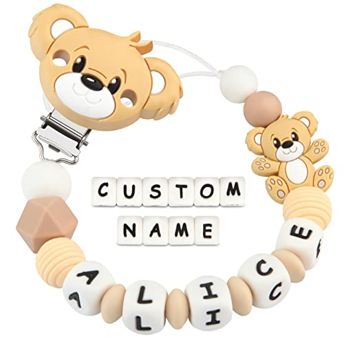 Kowlone Schnullerkette mit Namen Jungen mädchen Personalisiert Teddy Bär...