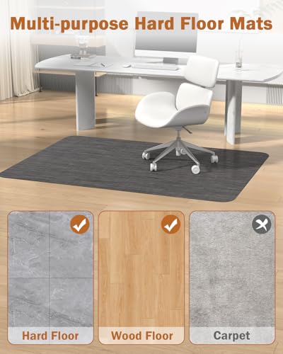 Image of Blvornl Office Chair Mat for Hardwood Floor, 47.2 inch*60 inch Desk Computer Chair Mat for Hard Wood, Large Anti-Slip Hard Floor Protector for Rolling Chair, PVC Desk Rug for Office Black