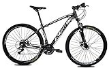 Bicicleta Aro 29 KSW XLT Color 24v Freio Hidraulico Câmbios Shimano Suspensão C/Trava (Preto/Prata, 19)