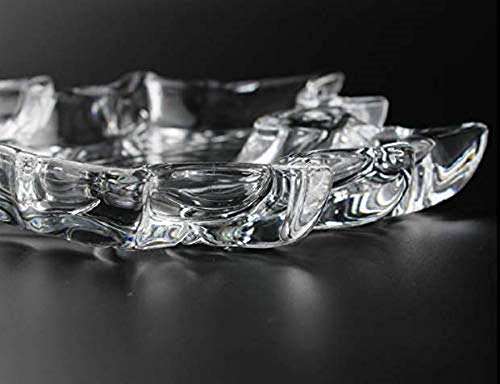 Image of CRIYALE Crystal Glass Fruit Plate Leaf Shape Glass Plate Bowl Dish Maple Leaf Shape Serving Tray Large Transparent Home Decoration Living Room- Pack of 1, 300 ml