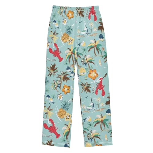 ZZXXB Lobster Coconut Tree Boys Long Pants Soft Trousers Elastic Waist Kids Lounge Bottoms with Pockets S-XL