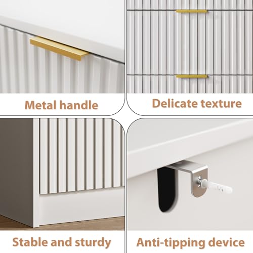 MAISONARIA White Dresser for Bedroom, 8 Drawer Double Dresser, Modern Chest of Drawers for Bedroom, Living Room, Entryway and Closet, 55" L x 15.7" D x 37.4" H