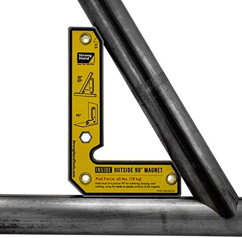 Strong Hand Tools, Angle Magnetic Square, Inside/Outside Magnets, Fixed Angle, 90° (30°, 60°), Mag. Pull Force 40 lbs, 6″ Length, Welding Square, MLD600, 6"