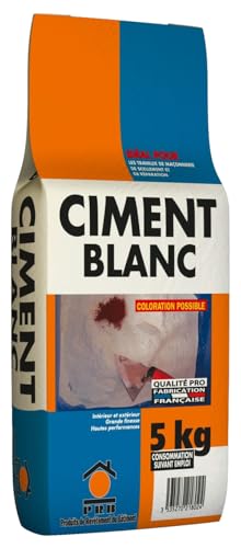 Ciment Blanc Extra Fin 5kg - Haute Pureté pour Finitions Parfaites - Idéal pour Décoration, Scellements Précis, Joints et Enduits - Convient à Tous...