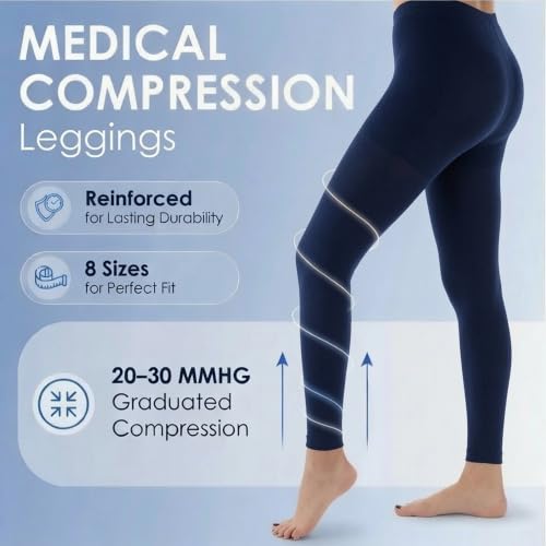 Image of ABSOLUTE SUPPORT Women Compression Leggings 20-30mmHg, Navy, Medium