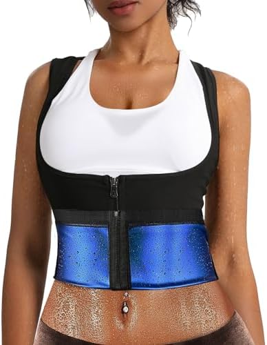 Everfion Sauna Suit for Women Shaper Vest Waist Trainer Sweat Sauna Shirt for Women Workout Tank Top with Zipper