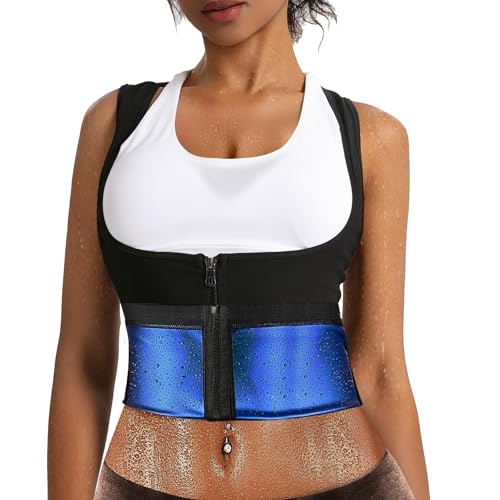 Everfion Sauna Suit for Women Shaper Vest Waist Trainer Sweat Sauna Shirt for Women Workout Tank Top with Zipper
