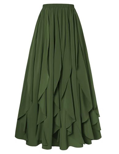 Scarlet Darkness Women Renaissance Skirt Flowy Flared Ruffled Boho Long