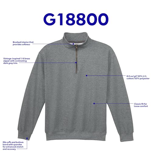 Gildan Adult Fleece Quarter-Zip Cadet Collar Sweatshirt, Style G18800, Black, X-Large - image 3