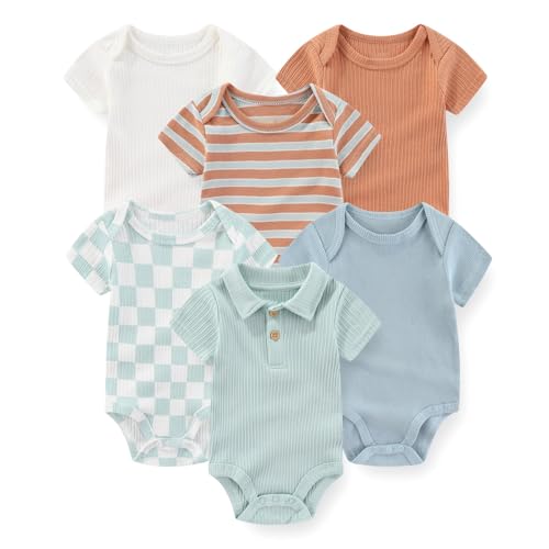Image of JELYLOVE Fashion Baby Boy Girl Bodysuits 6-Pack Casual Cotton Soft Infants Outfit New born Clothes