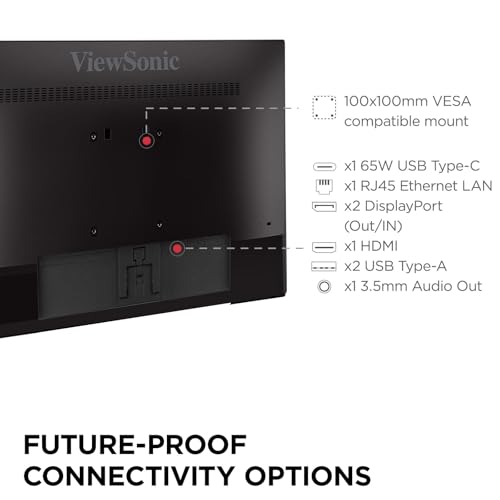 Image of ViewSonic VP2468A H2 24 Inch 1080p Dual Pack Head-Only ColorPro Monitors, 100% sRGB and Pantone Validated for Dual Screen Graphic Design, Advanced Ergonomics, 65W USB-C, and DisplayPort Daisy Chain