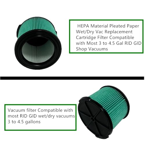 Image of 2 PACK yamoutai VF3600 HEPA Material Pleated Paper Wet /Dry Vac Replacement Cartridge Filter Compatible with Most 3 to 4.5 Gal Shop Vacuums