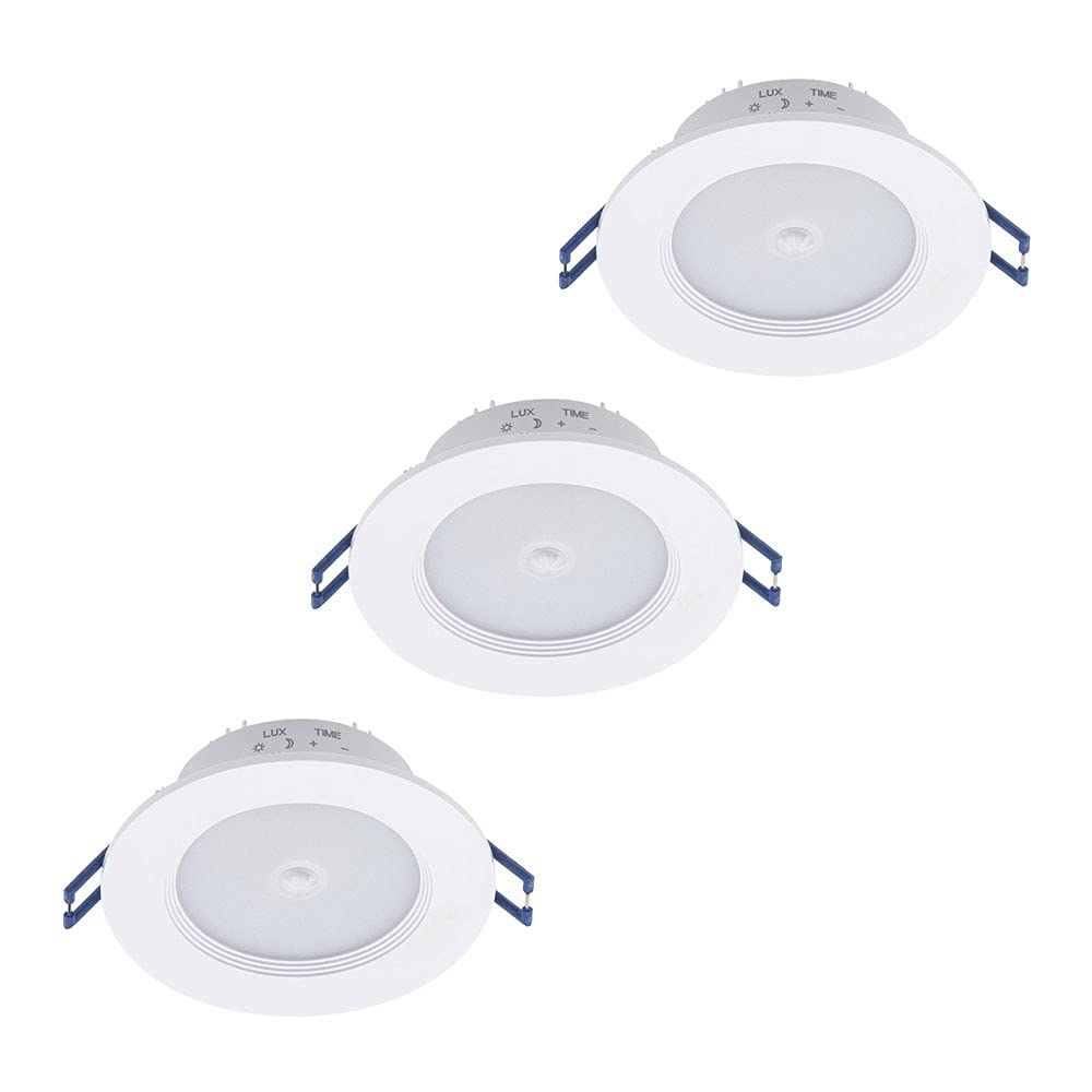 LITECRAFT Jeune Recessed Downlight Spotlight with PIR Sensor in White - 3 Pack
