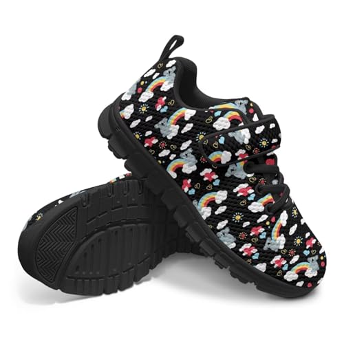 Boys Sneakers Kids Running Shoes Girls Mesh Fitness Shoe Indoor Training Sneaker Lightweight Outdoor Sports Athletic Tennis Shoes for Little Kid/Big Kid Koala Rainbow Pattern4
