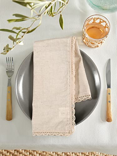 The Beer Valley 97000 Cloth Dinner Napkins In Cotton Flax Fabric With Lace & Tailored Mitered Corner -20X20 Inch Set Of 12,Wedding Napkins, Baby Shower Napkins, Cocktails Napkins,Fabric Napkins,Machines Washable Napkins thumb #1