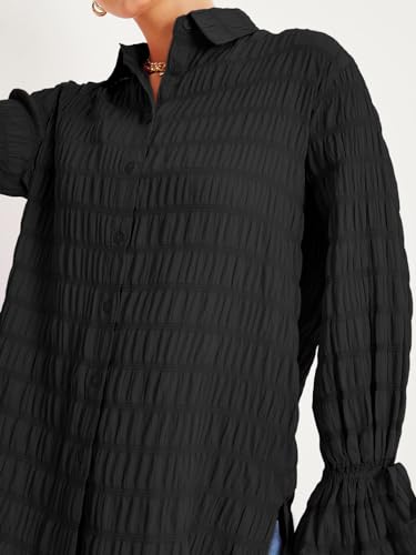 Image of Styli Women Oversized Long Length Textured Shirt | Stylish Casual Shirt for Women | Comfortable Tops | Perfect for Office, Travel & Daily Outfits